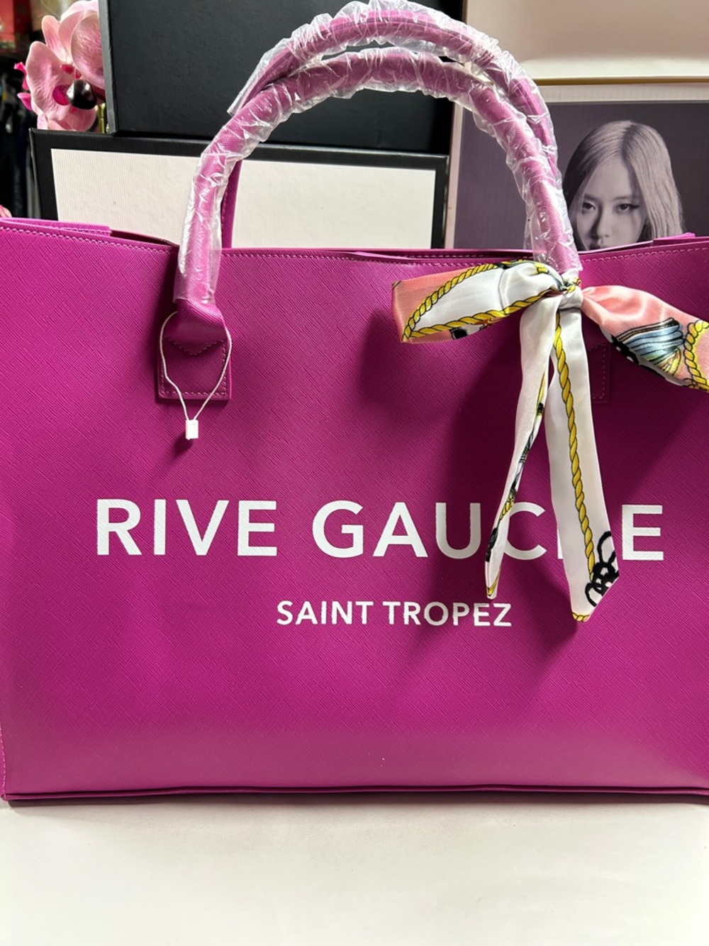 Rive gauche saint tropez pink tote, new